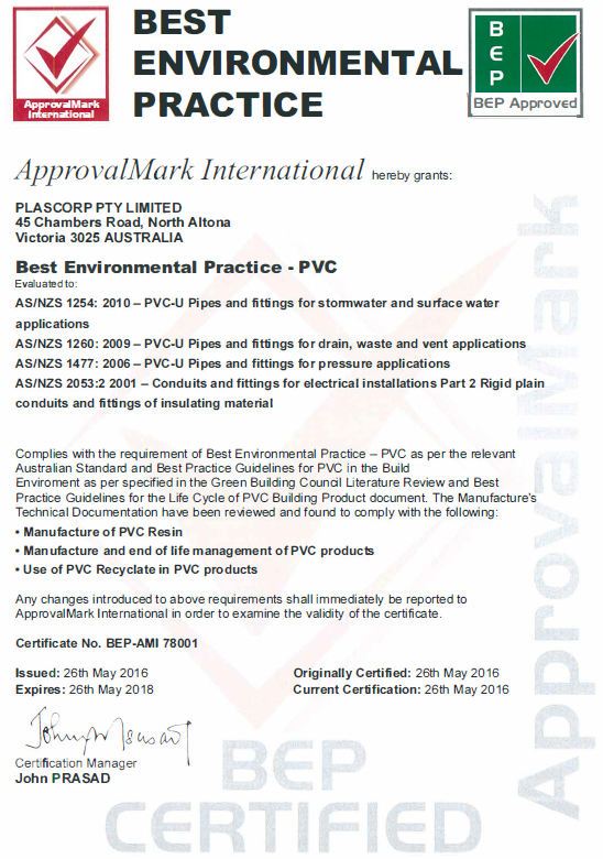 Best Environmental Practice BEP Certified